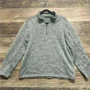 Lands End Gray Fleece Half Zip Men’s size Large